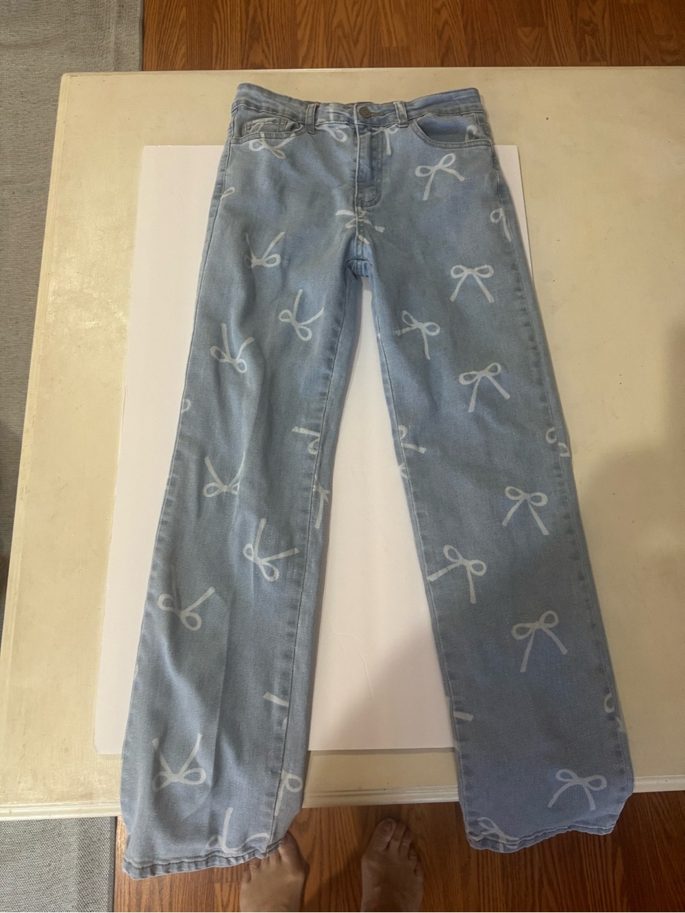 Go Go Star Light Blue Bow-Print Girls Jeans